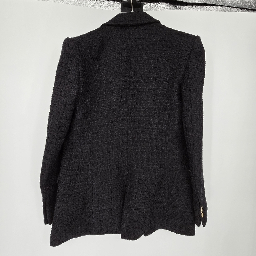 Zara black gold double breasted tweed blazer jacket classie size small - Picture 3 of 8